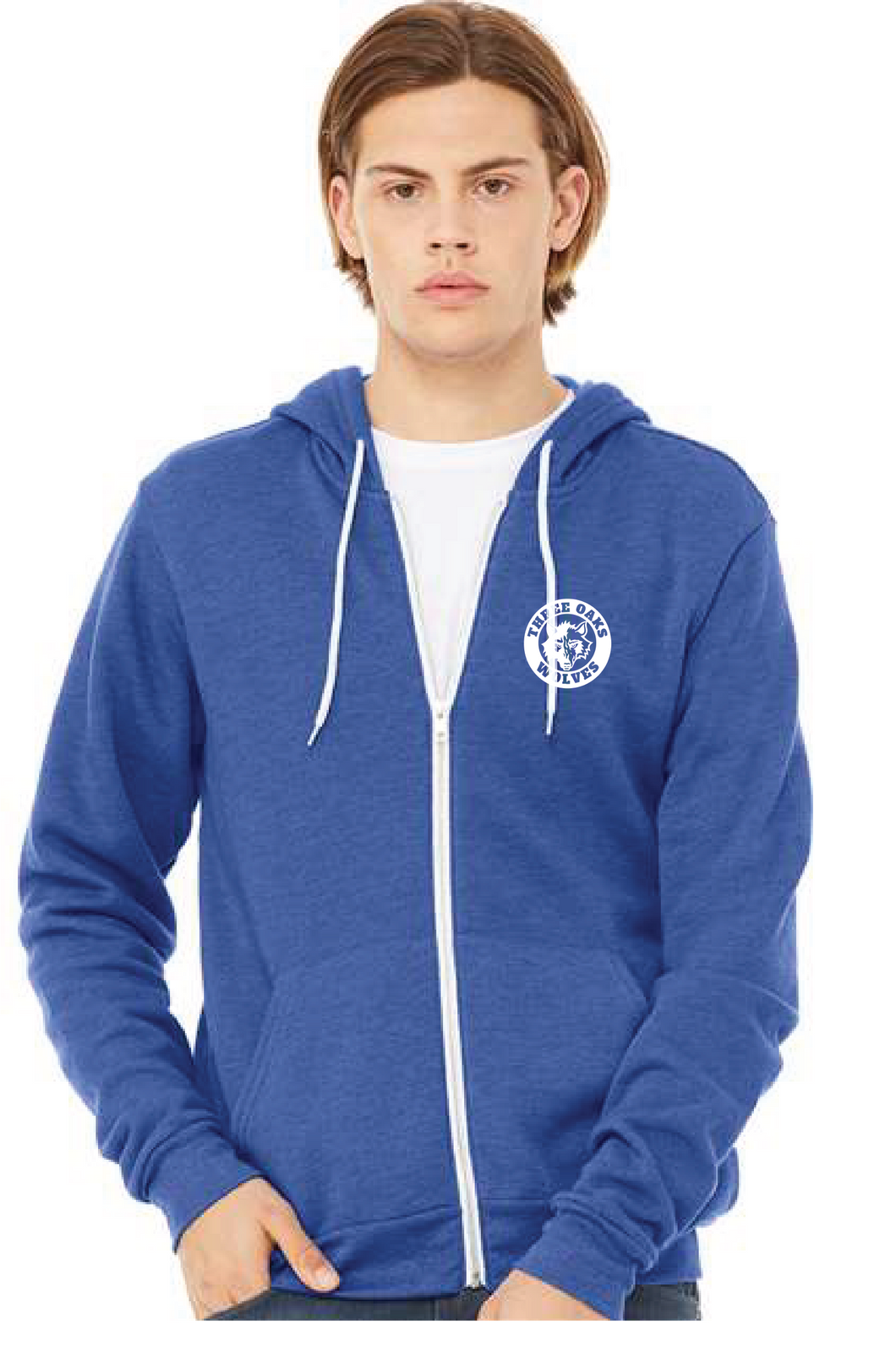 Sponge Fleece Full-Zip Hoodie / Royal Heather / Three Oaks Elementary School Staff