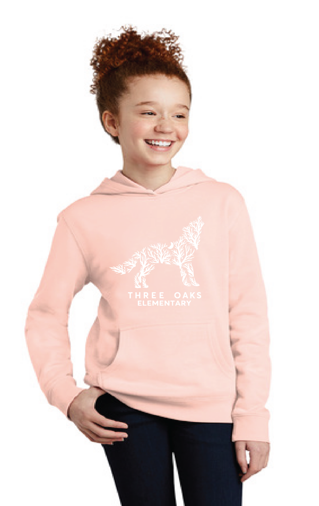 District Script Fleece Hoody (Youth & Adult) / Pink / Three Oaks Elementary School