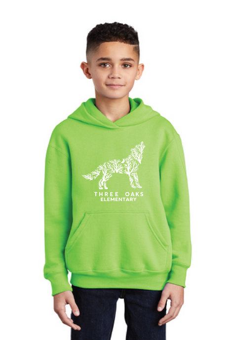 Core Fleece Pullover Hooded Sweatshirt (Youth & Adult) / Neon Green / Three Oaks Elementary School