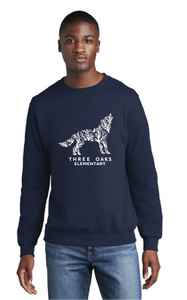 Core Fleece Crewneck Sweatshirt (Youth & Adult) / Navy / Three Oaks Elementary School