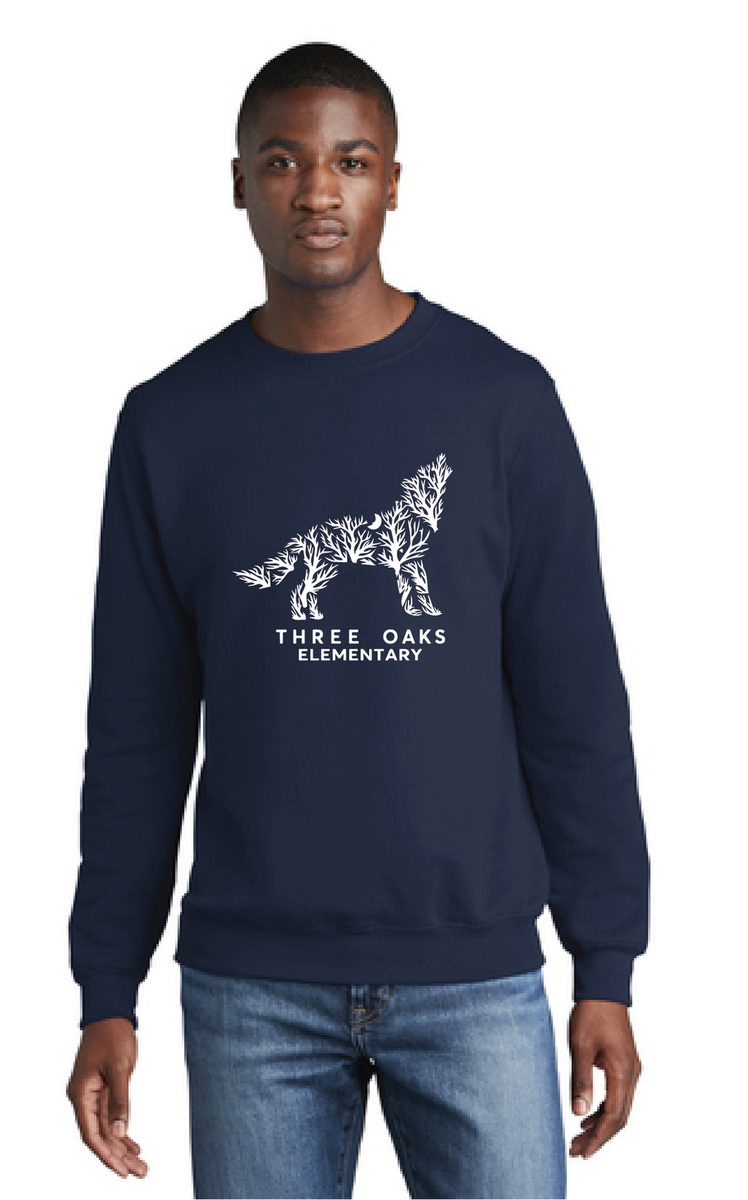 Core Fleece Crewneck Sweatshirt (Youth & Adult) / Navy / Three Oaks Elementary School