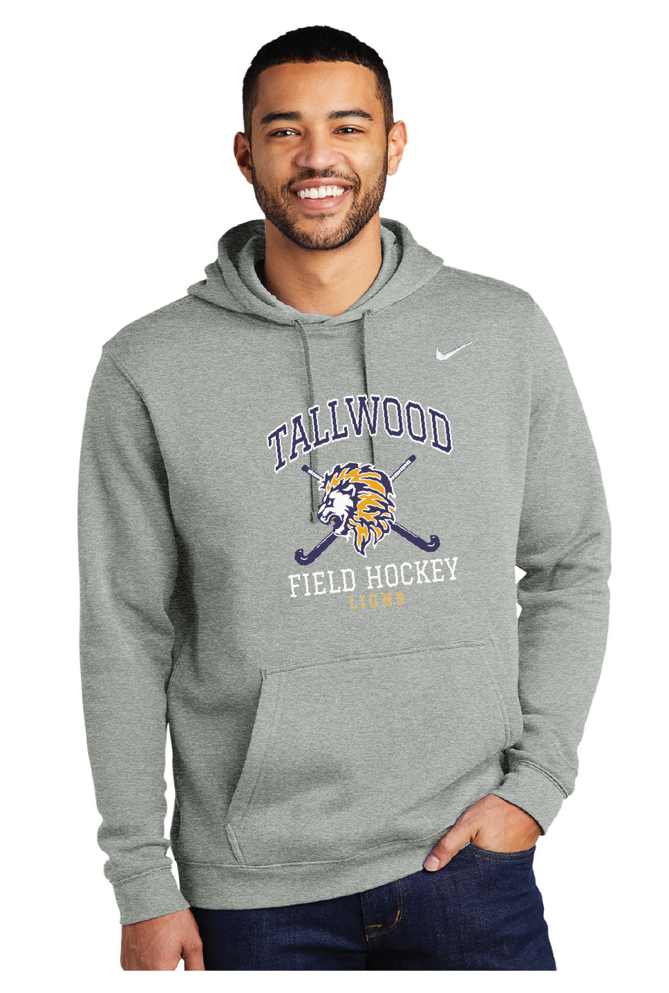 Nike Club Fleece Pullover Hoodie / Dark Grey Heather / Tallwood High School Field Hockey