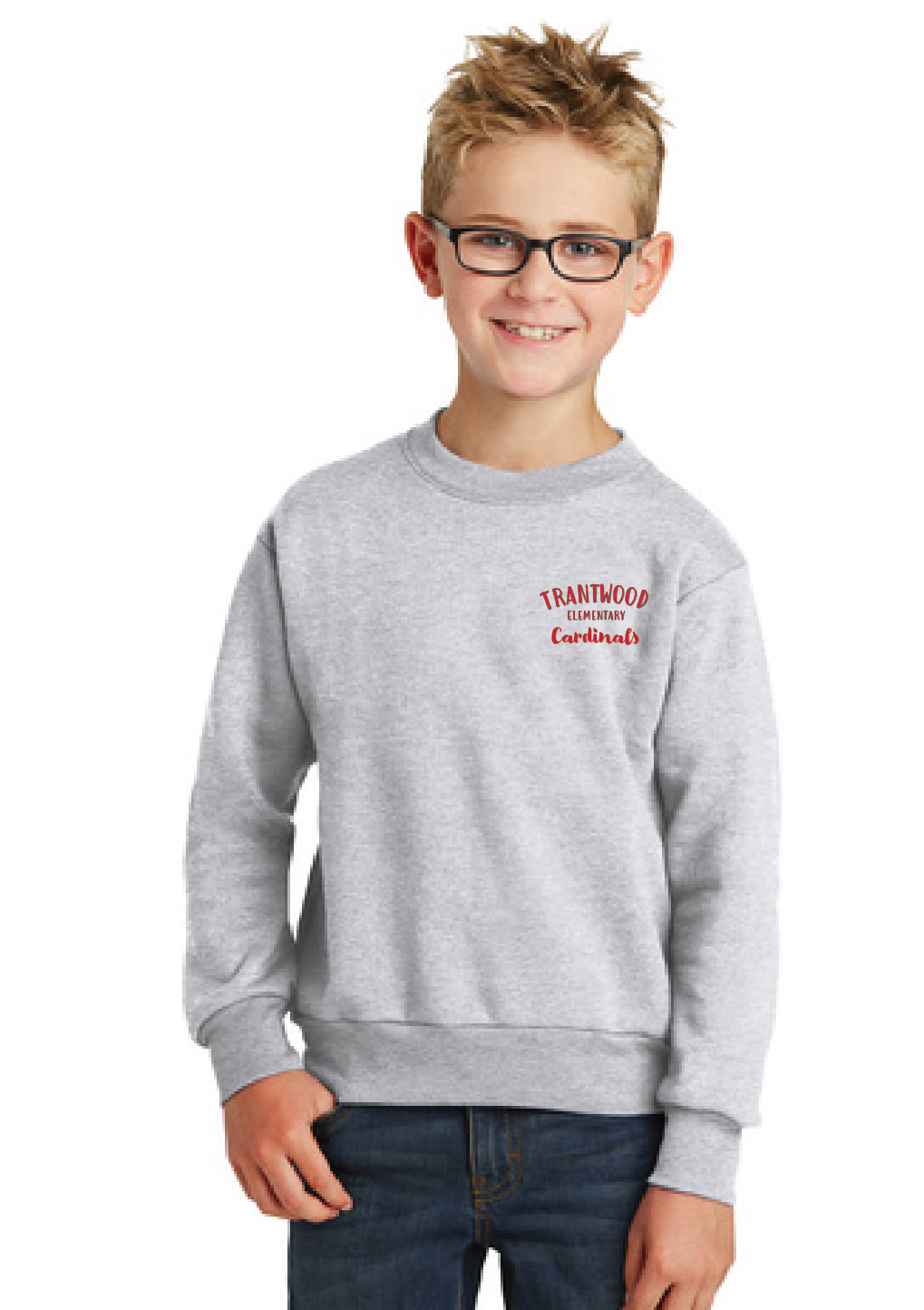 Core Fleece Crewneck Sweatshirt (Youth) / Athletic Heather / Trantwood Elementary