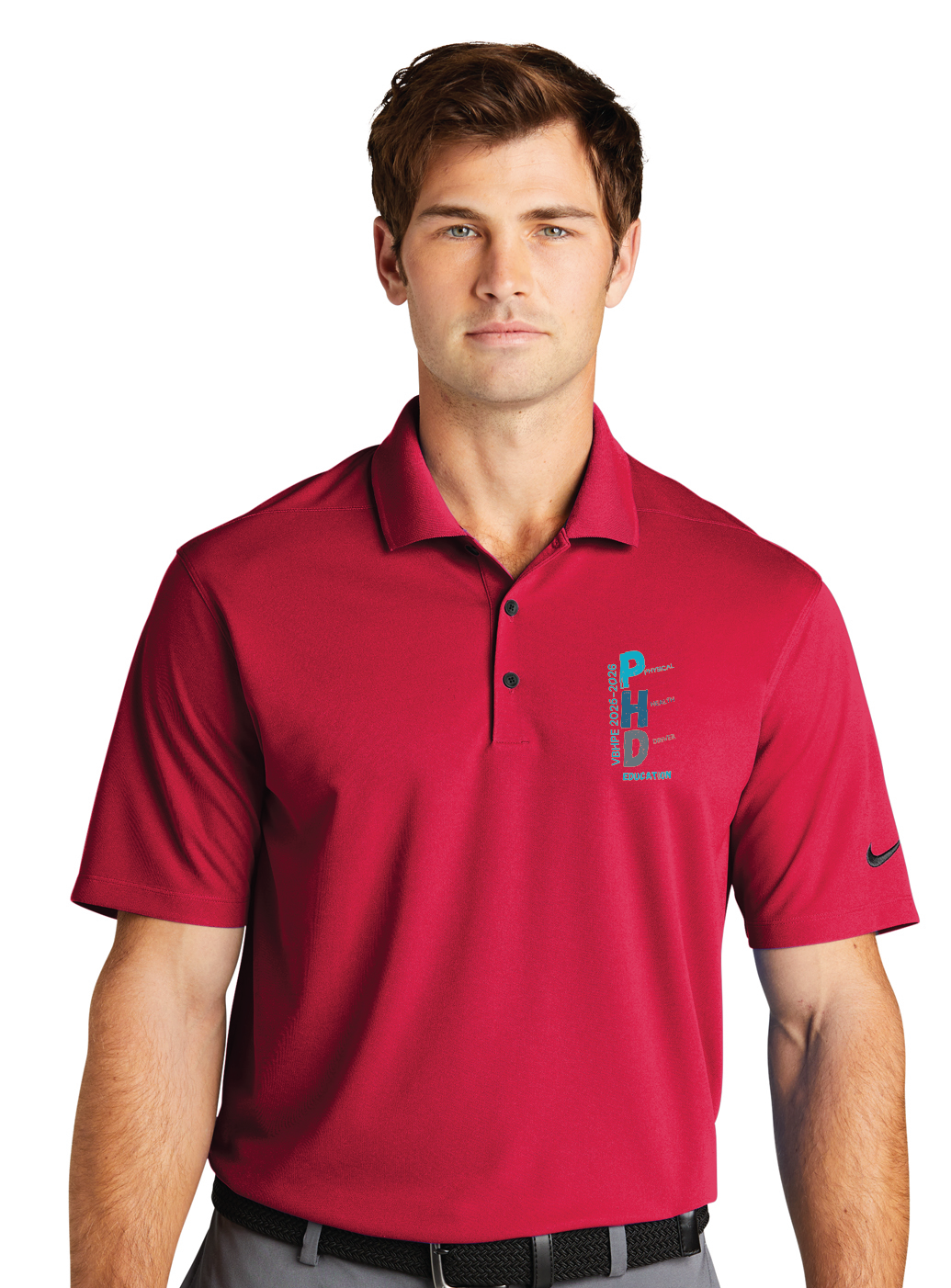 Nike Dri-FIT Micro Pique Polo / University Red / VBCPS Health and PE