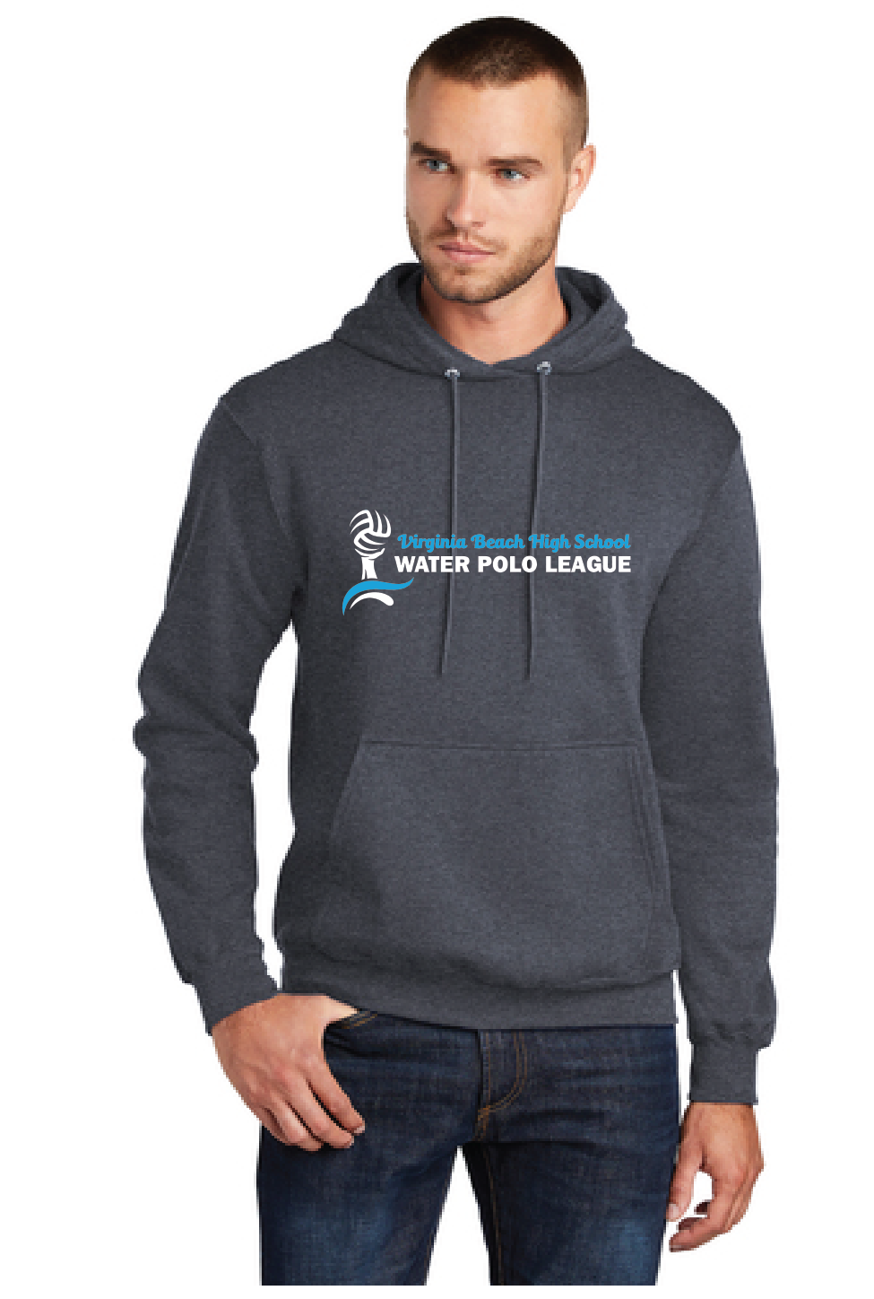 Core Fleece Pullover Hooded Sweatshirt / Heather Navy / Virginia Beach High School Water Polo League