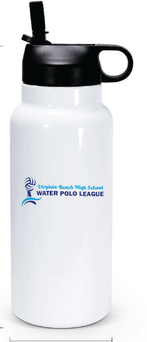 32oz Stainless Steel Water Bottle / White / Virginia Beach High School Water Polo League