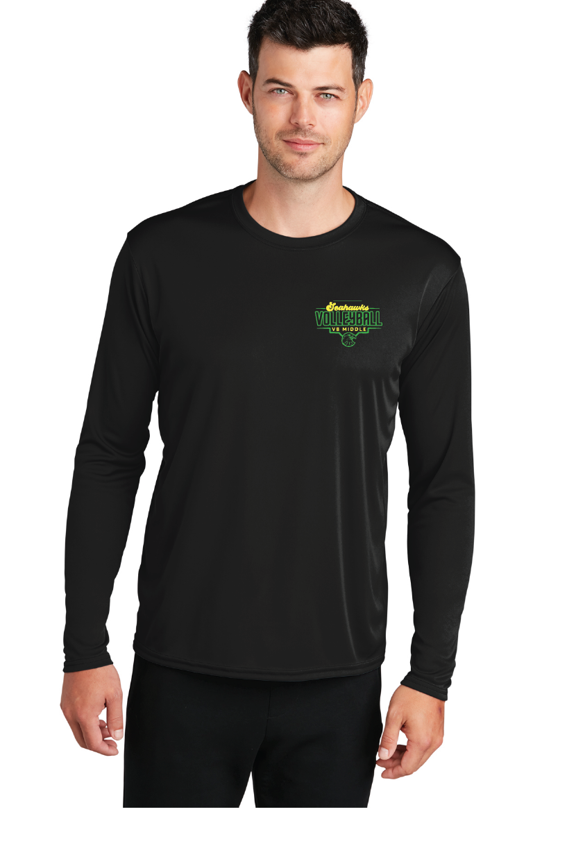 Long Sleeve Performance Tee / Black / Virginia Beach Middle School Volleyball