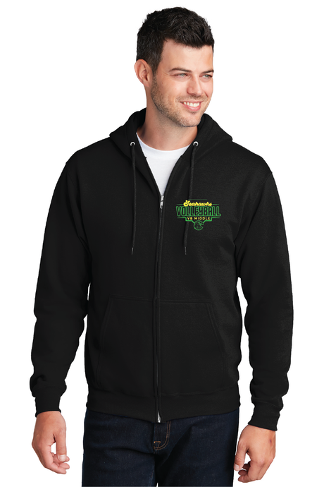 Fleece Full-Zip Hooded Sweatshirt / Black / Virginia Beach Middle School Volleyball