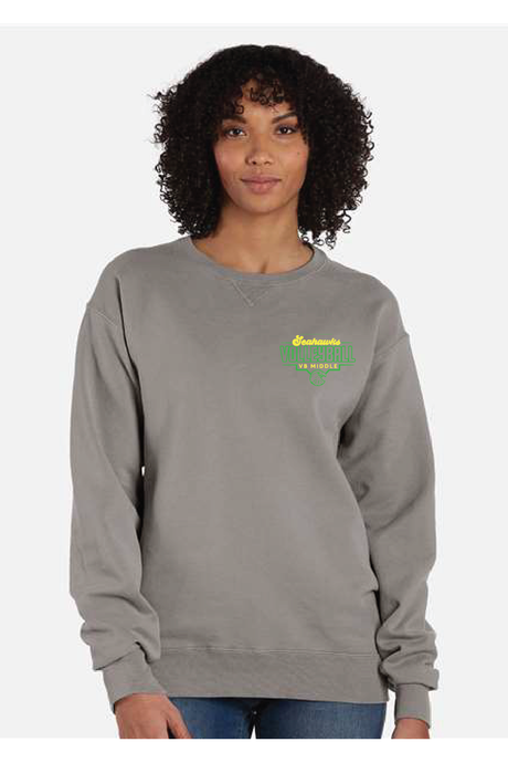 Garment Dyed Unisex Crewneck Sweatshirt / Concrete Grey / Virginia Beach Middle School Volleyball