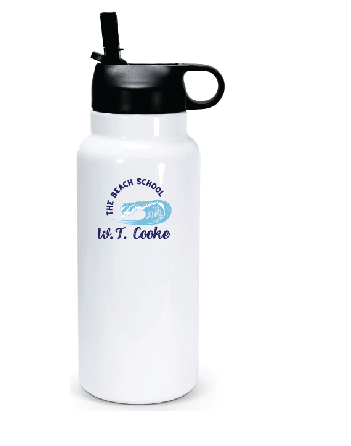 32oz Stainless Steel Water Bottle / White / Cooke Elementary School Staff