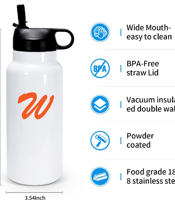 32oz Stainless Steel Water Bottle / Wahoos Baseball