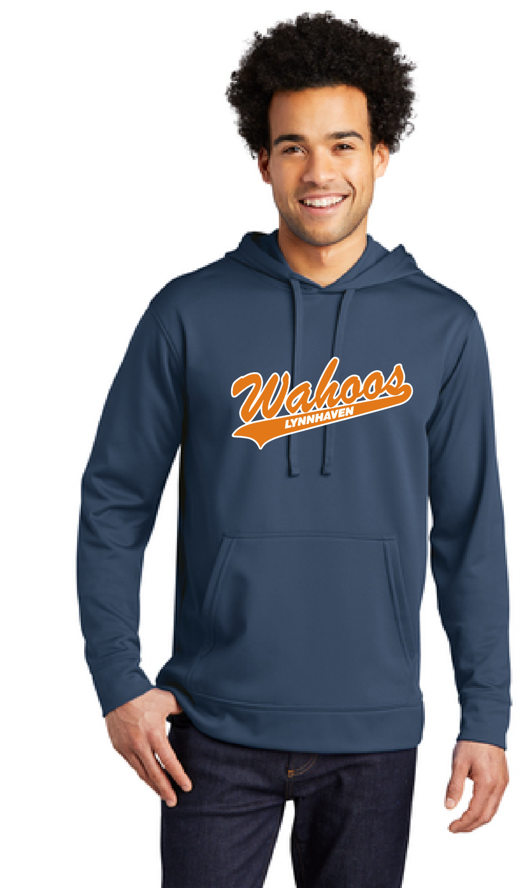 Performance Fleece Pullover Hooded Sweatshirt (Youth & Adult) / Navy / Wahoos Baseball