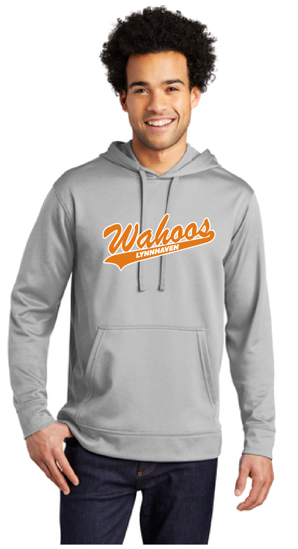 Performance Fleece Pullover Hooded Sweatshirt (Youth & Adult) / Silver / Wahoos Baseball