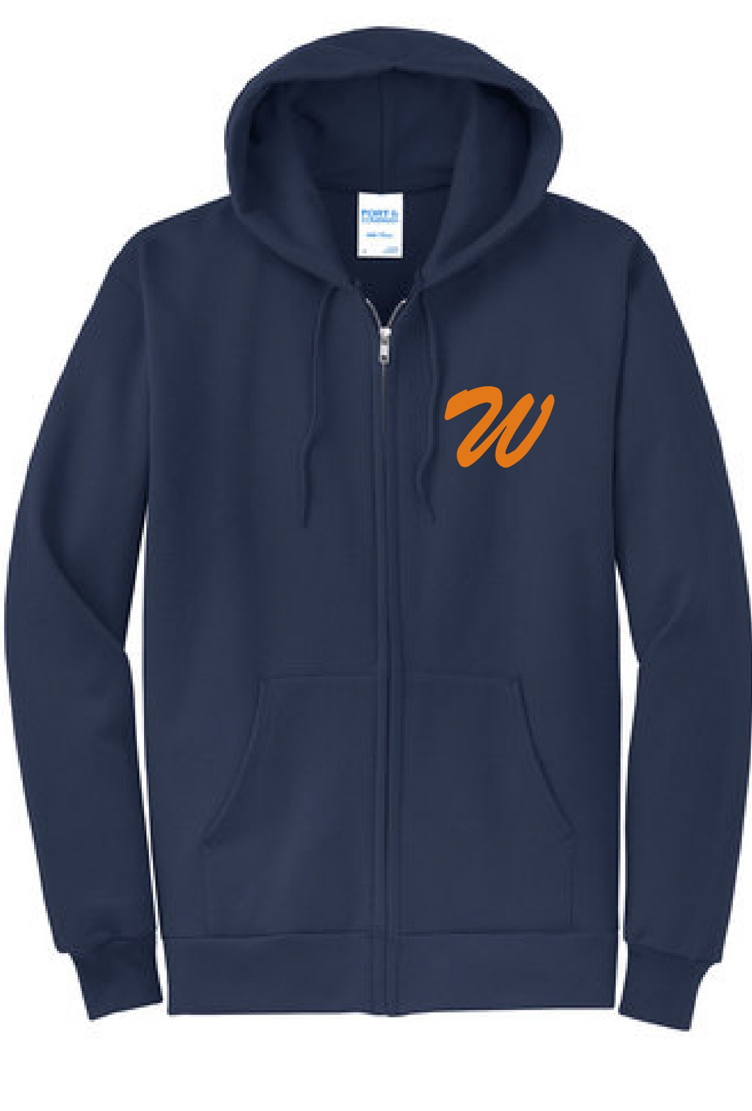 Fleece Full-Zip Hooded Sweatshirt (Youth & Adult) / Navy / Wahoos Baseball