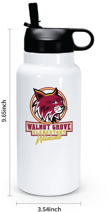 30oz Stainless Steel Water Bottle / White / Walnut Grove Elementary School