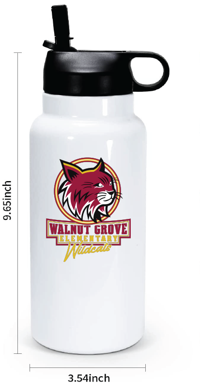 30oz Stainless Steel Water Bottle / White / Walnut Grove Elementary School