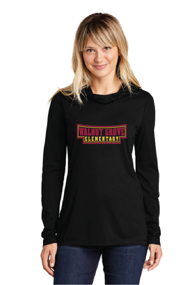 Tri-Blend Wicking Long Sleeve Hoodie / Black / Walnut Grove Elementary School Staff