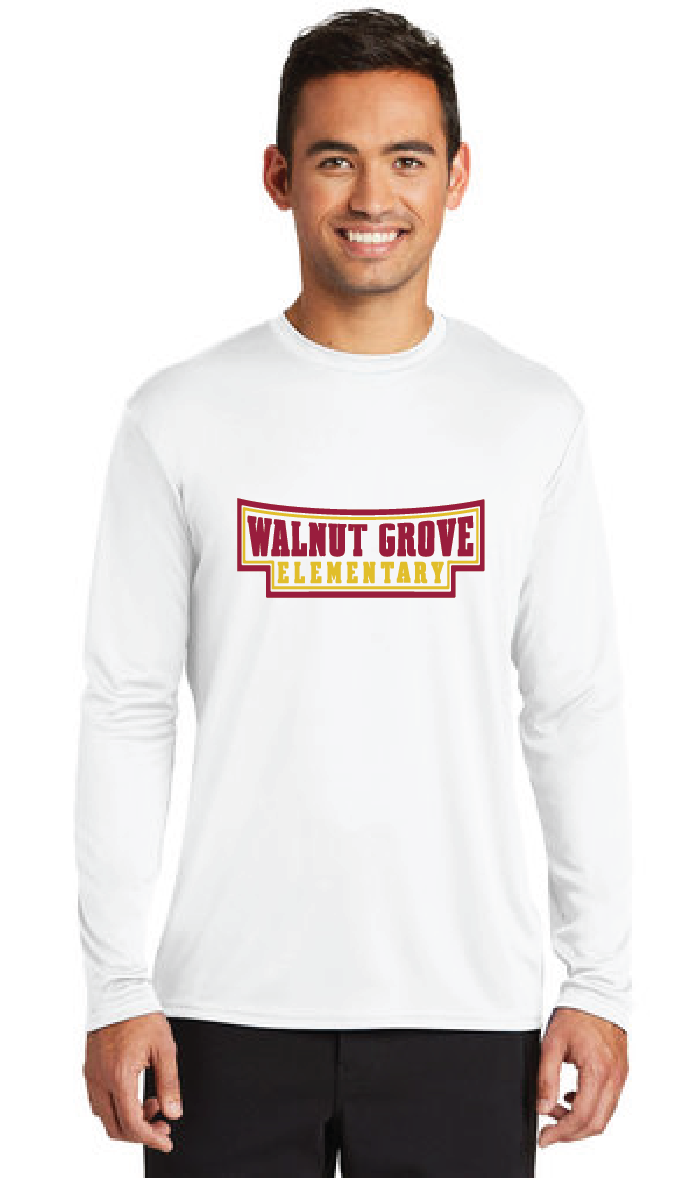 Long Sleeve Performance Tee / White / Walnut Grove Elementary School Staff