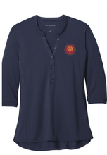 Ladies UV Choice Pique Henley / Navy / Walnut Grove Elementary School Staff