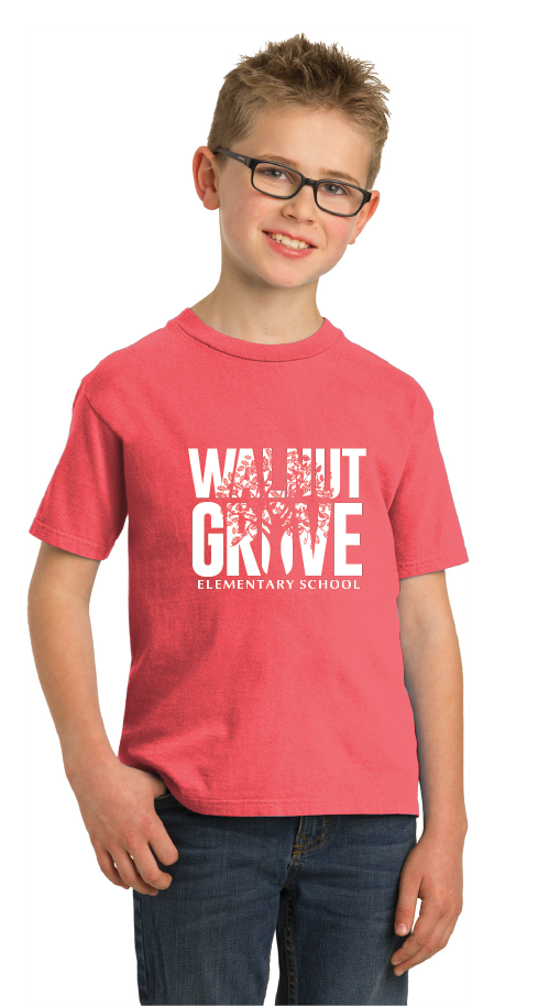 Youth Beach Wash Garment-Dye Tee / Fruit Punch / Walnut Grove Elementary School