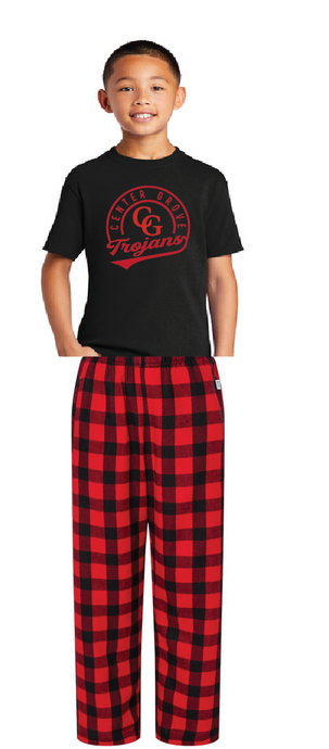YOUTH Cotton Tee and Youth Flannel Pants / Black/Red and Black Buffalo / Center Grove