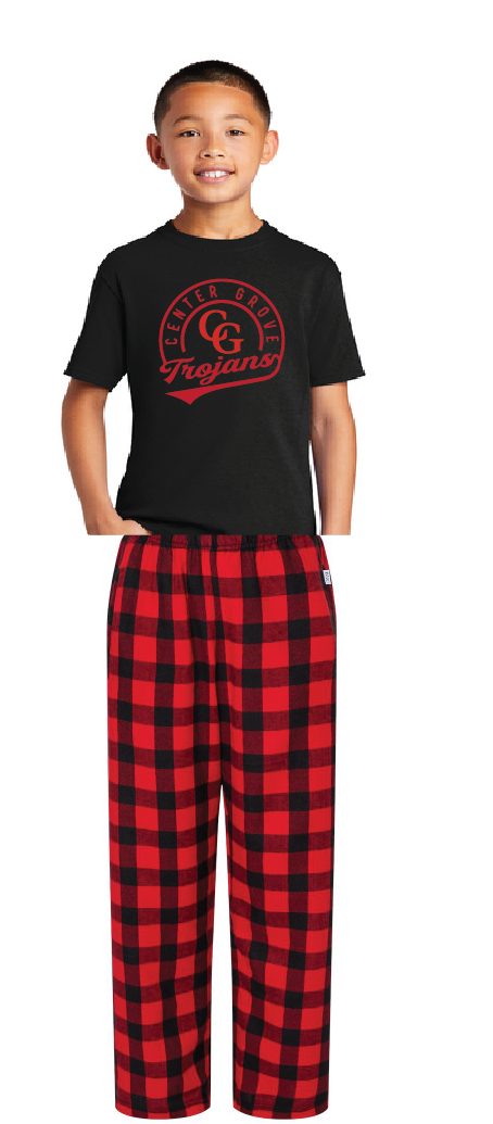 YOUTH Cotton Tee and Youth Flannel Pants / Black/Red and Black Buffalo / Walnut Grove Elementary School