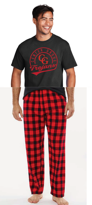 Cotton Tee and Harley Flannel Pants Pajamas  / Black / Red & Black Buffalo / Walnut Grove Elementary School