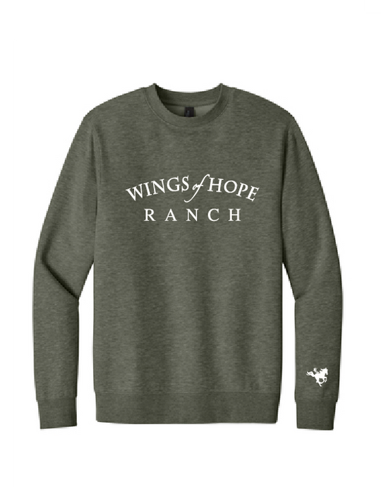 Fleece Crew / Heathered Olive / Wings of Hope