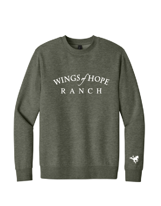 Fleece Crew / Heathered Olive / Wings of Hope