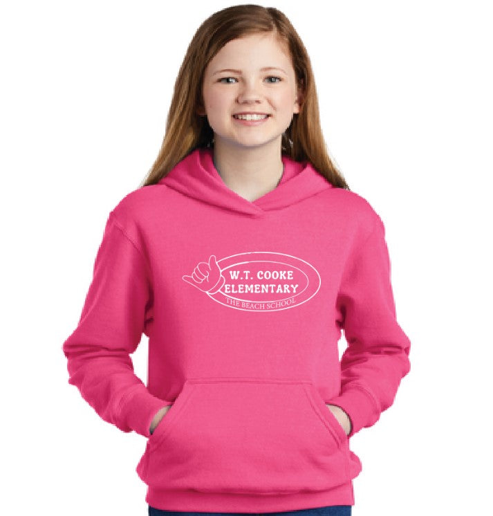 Fleece Pullover Hooded Sweatshirt (Youth & Adult) / Pink / Cooke Elementary School