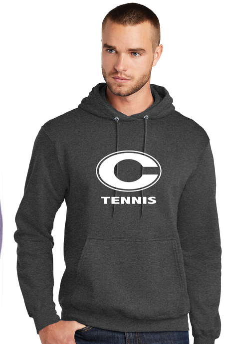 Core Fleece Pullover Hooded Sweatshirt / Dark Heather Charcoal / Norfolk Christian School Tennis
