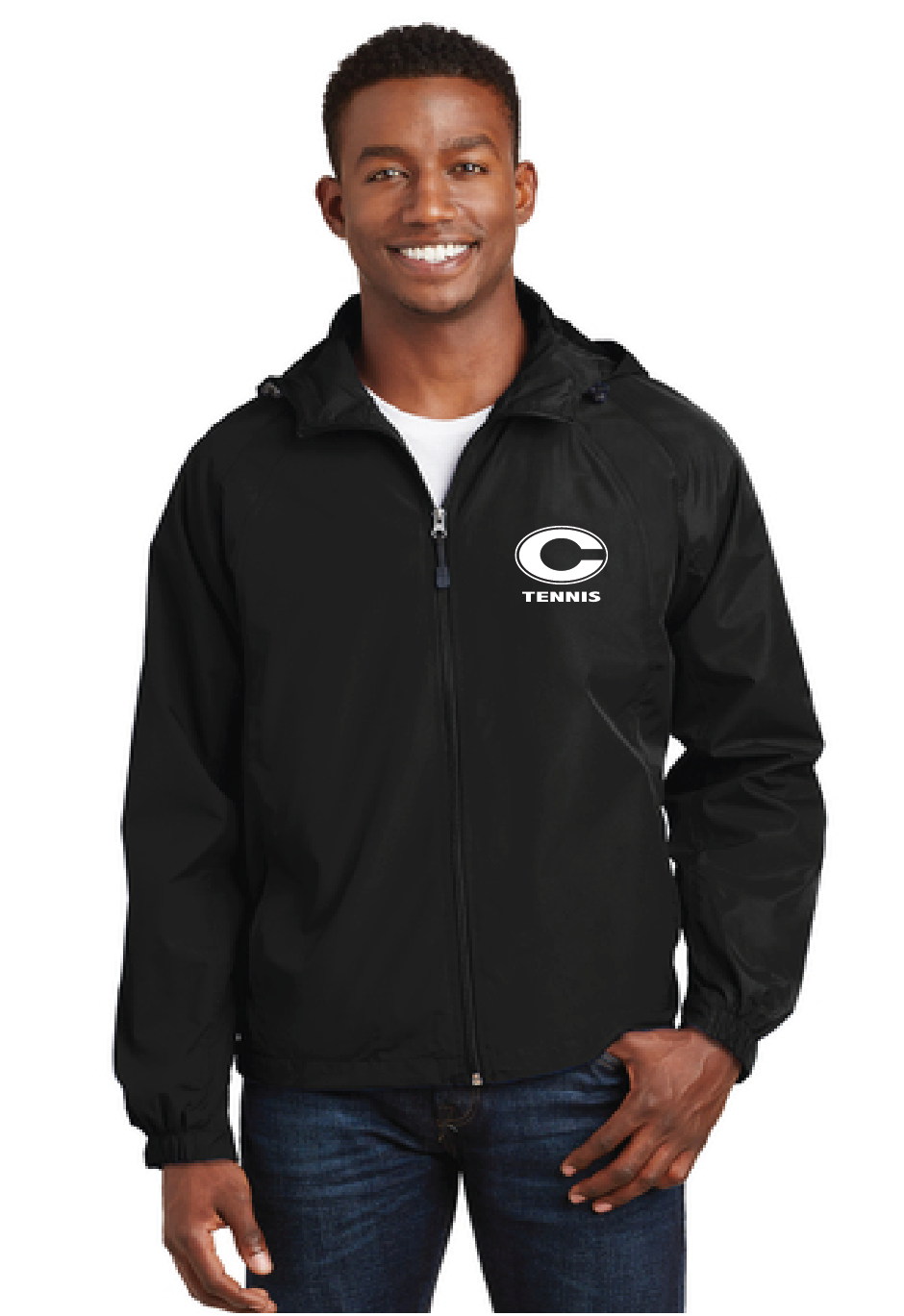 Hooded Raglan Jacket / Black / Norfolk Christian School Tennis