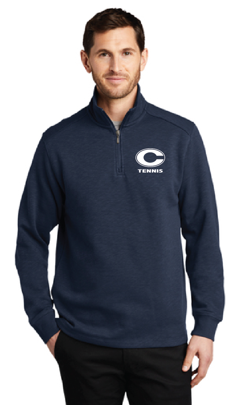 Slub Fleece 1/4-Zip Pullover / Slate Grey / Norfolk Christian School Tennis