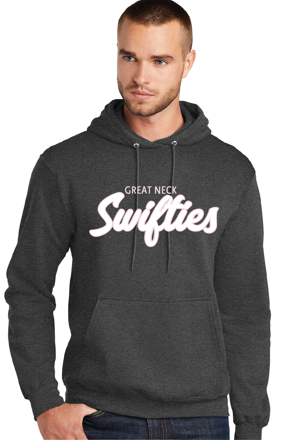 Fleece Pullover Hooded Sweatshirt / Dark Heather Grey / Great Neck Swifties