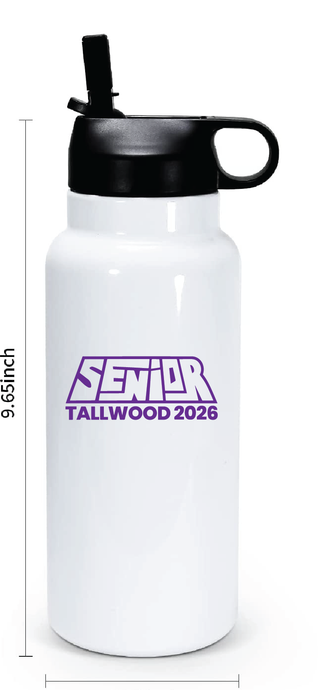 32oz Stainless Steel Water Bottle / White / Tallwood High School Class of 2026