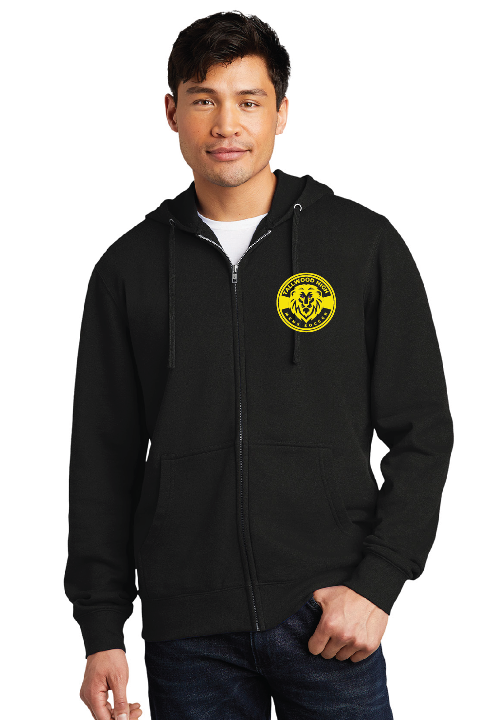 Fleece Full Zip Pullover Hooded Sweatshirt / Black / Tallwood High School Boys Soccer