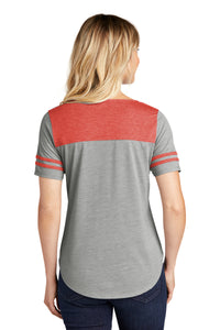 Ladies Tri-Blend Wicking Fan Tee / Red/Grey Heather  / Cape Henry Collegiate Basketball