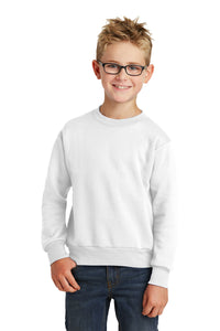 Core Fleece Crewneck Sweatshirt (Youth & Adult) / White / Independence Middle Boys Soccer