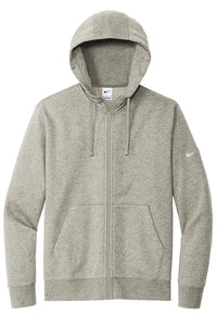 Nike Club Fleece Sleeve Swoosh Full-Zip Hoodie / Dark Heather Grey / Cape Henry Swimming