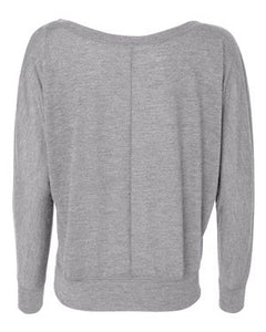 Flowy Long Sleeve Off Shoulder Tee / Heather Gray / FC Girls Tennis - Fidgety