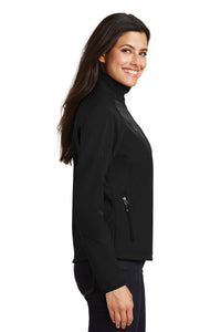 Ladies Textured Soft Shell Jacket / Black / Catholic High School Swimming Team