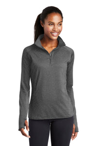 Ladies Stretch 1/2-Zip Pullover / Charcoal Grey Heather / Cox High School Softball