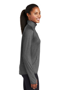 Ladies Stretch 1/2-Zip Pullover / Charcoal Grey Heather / Cox High School Track and Field