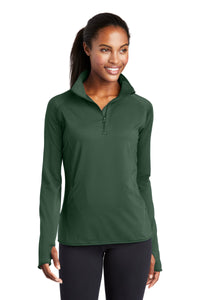 Ladies Stretch 1/2-Zip Pullover / Forest Green / Cox High School Track and Field