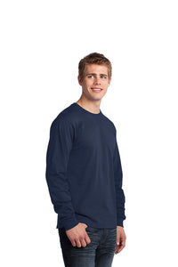 Long Sleeve Cotton Essential Tee / Heather Navy / Salem Middle School Staff