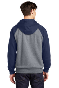 Raglan Colorblock Pullover Hooded Sweatshirt / True Navy/ Vintage Heather / Brandon Middle School Staff