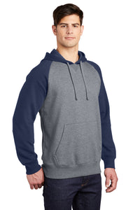 Raglan Colorblock Pullover Hooded Sweatshirt / True Navy/ Vintage Heather / Malibu Elementary Staff