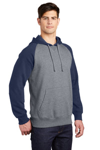 Raglan Colorblock Pullover Hooded Sweatshirt / True Navy/ Vintage Heather / Brandon Middle School Staff