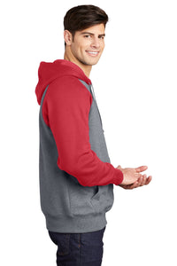 Raglan Colorblock Pullover Hooded Sweatshirt / Red / Independence Middle School Spirit Wear