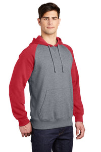 Raglan Colorblock Pullover Hooded Sweatshirt / True Red/ Vintage Heather  / Cape Henry Collegiate Tennis